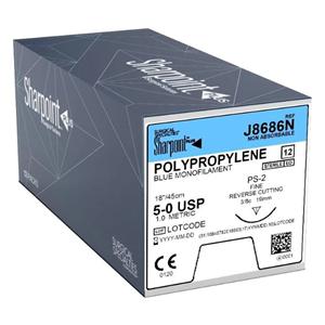 Roylan Suture 5-0 18" Polypropylene Monofilament DSM19 Blue 12/Bx