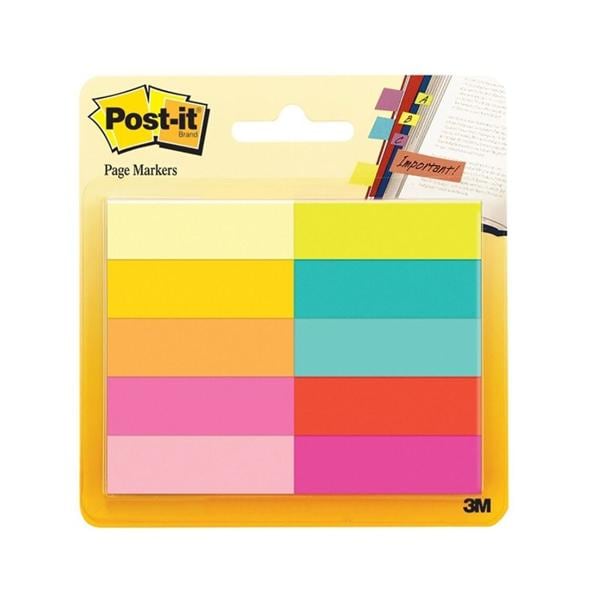 Post-it Flags 1/2 in x 1 3/4 in Assorted 50 Flags/Pad 10Pack 10/Pk