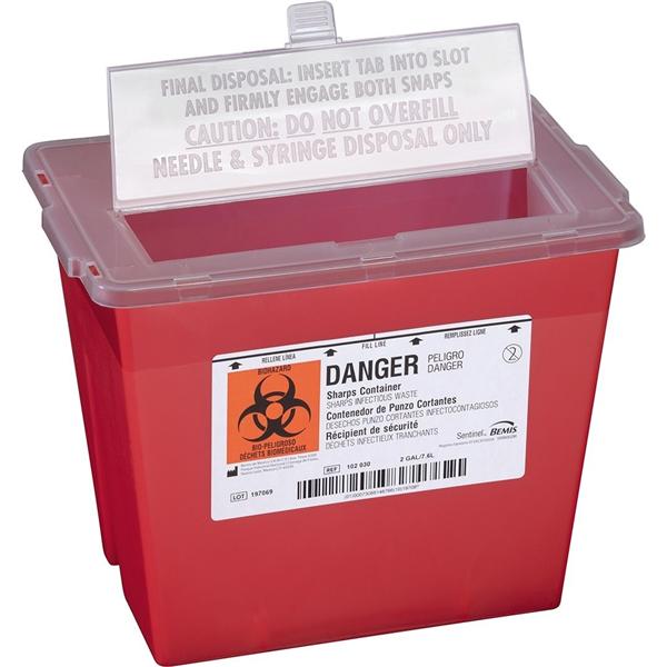 Sentinel Sharps Container 2g Trnslcnt Rd 11-5/8x7-3/4x8-5/8 Hrzntl Drp Plstc ea