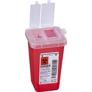 Sentinel Sharps Container 1qt Trnslcnt Rd 4-1/4x4-1/4x6-7/16 Vrt Entr Plstc Ea