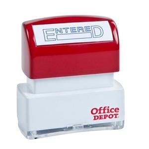 Office Depot Brand Pre-Inked Message Stamp "Entered" Blue Ea