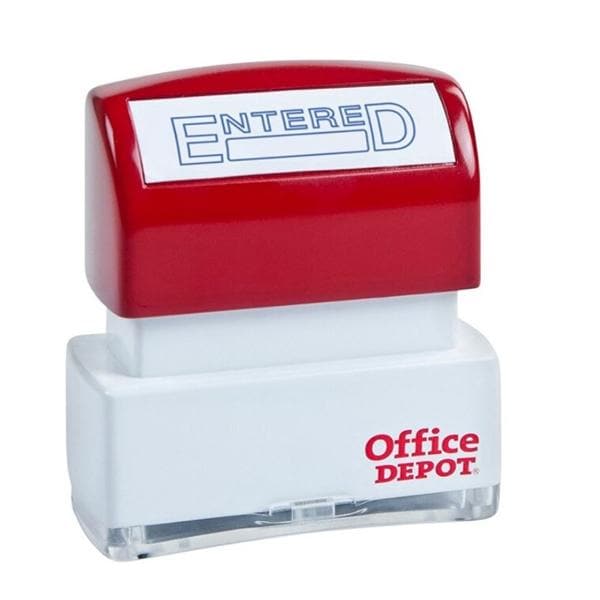 Office Depot Brand Pre-Inked Message Stamp "Entered" Blue Ea