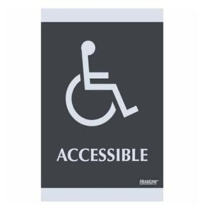 US Stmp & Sgn Cntry ADA Sign, 6 x 9", "Accessible", Blk/Slvr Ea
