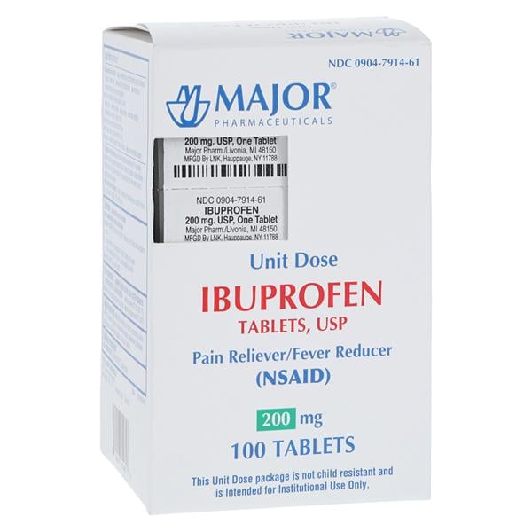 Ibuprofen NSAID Tablets 200mg Unit Dose Blister Pack 100/Pk