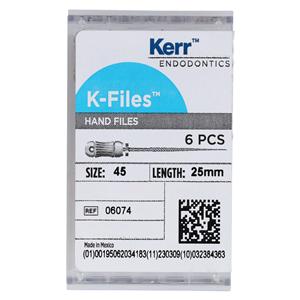 Hand K-File 25 mm Size 45 Stainless Steel White 6/Bx