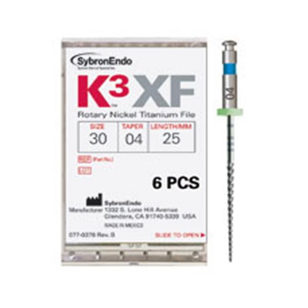 K3XF Rotary File 25 mm Size 30 Nickel Titanium Blue 0.1 6/Pk