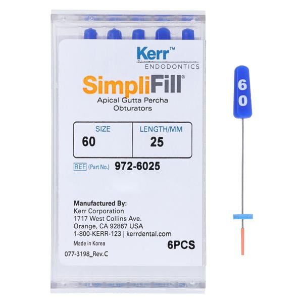 SimpliFill Obturators 25 mm Size 60 Blue 6/Pk