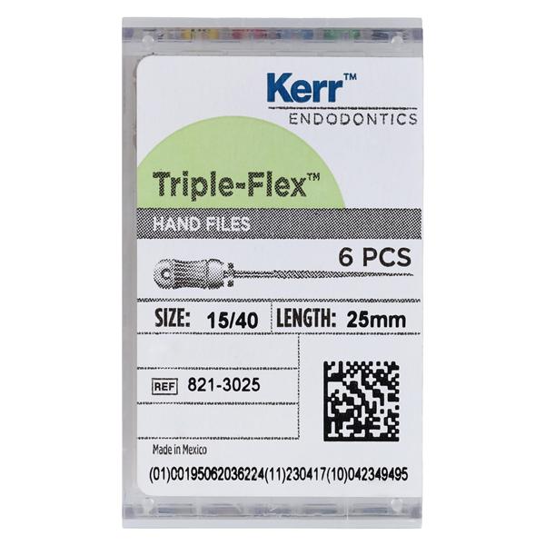 Triple Flex Files Hand Flex File 25 mm Size 15-40 Stainless Steel Assorted 6/Bx
