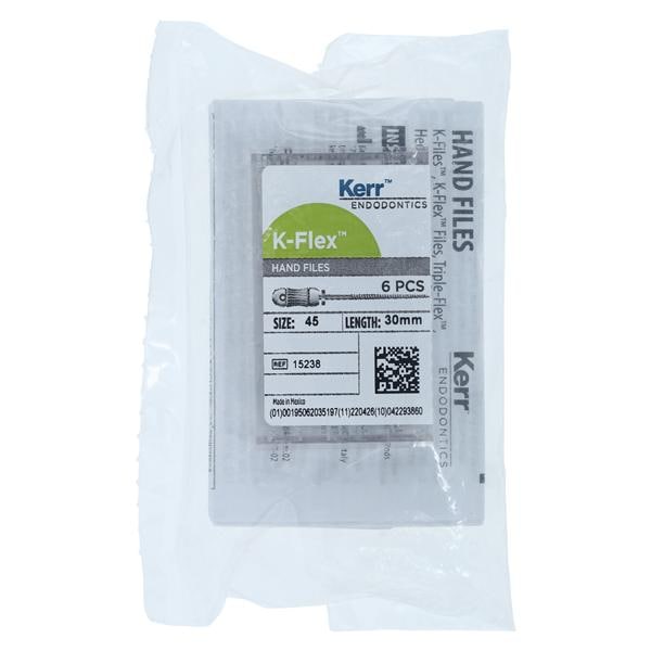 K-Flex Files Hand Flex File 30 mm Size 45 Stainless Steel White 6/Bx