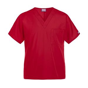 Cherokee Scrub Shirt Poly/Ctn V-Neck 1 Pocket Short Sleeves Medium Red Unisex Ea