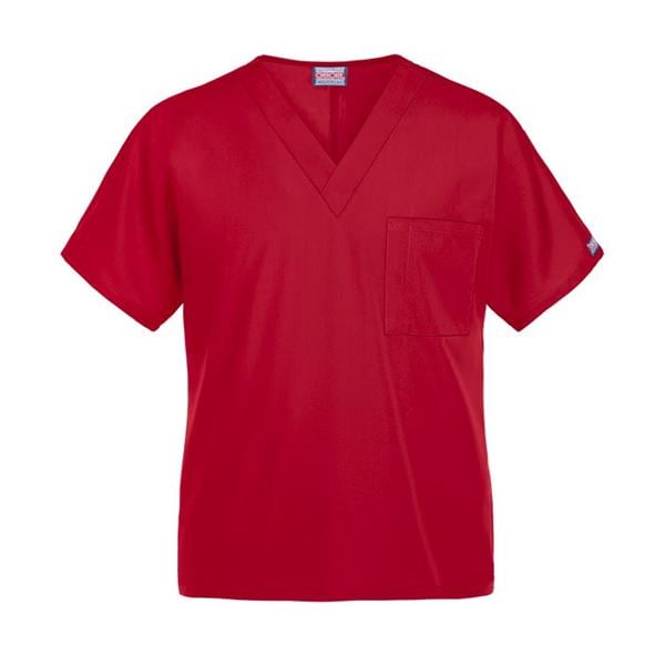 Cherokee Scrub Shirt Poly/Ctn V-Neck 1 Pocket Short Sleeves Medium Red Unisex Ea