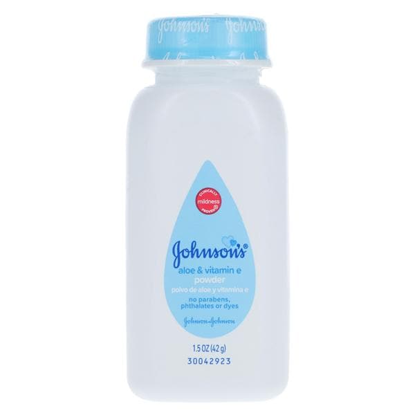 Johnson's Powder Cornstarch/Aloe/Vitamin E Bby White Disp Unsx Hyplrgnc 1.5oz/Bt, 96 BT/CA