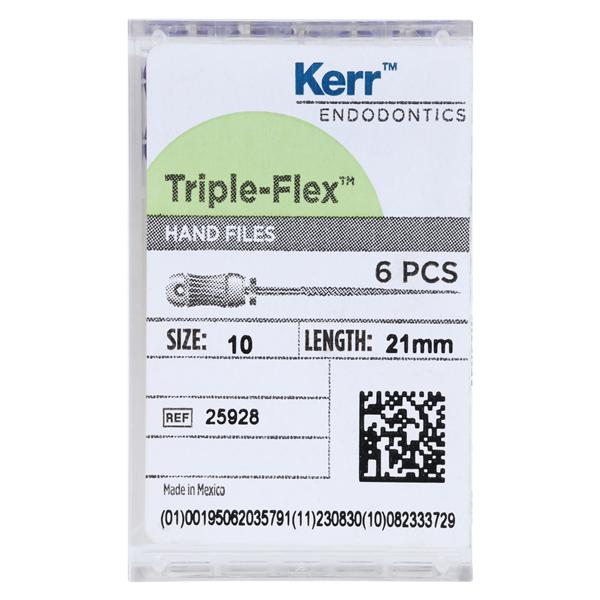 Triple Flex Files Hand Flex File 21 mm Size 10 Stainless Steel Purple 6/Bx