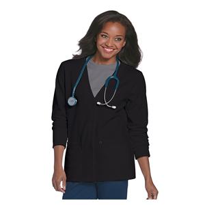 Scrub Jacket Large 2 Pockets Long Sleeves Black Womens Ea