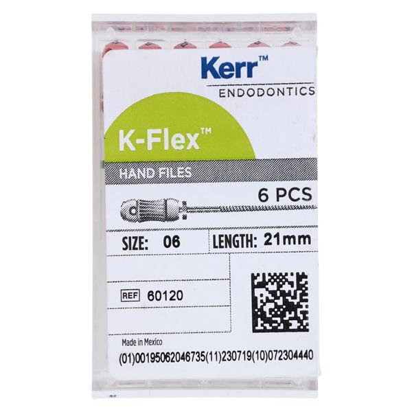 K-Flex Files Hand Flex File 21 mm Size 6 Stainless Steel Pink 6/Bx