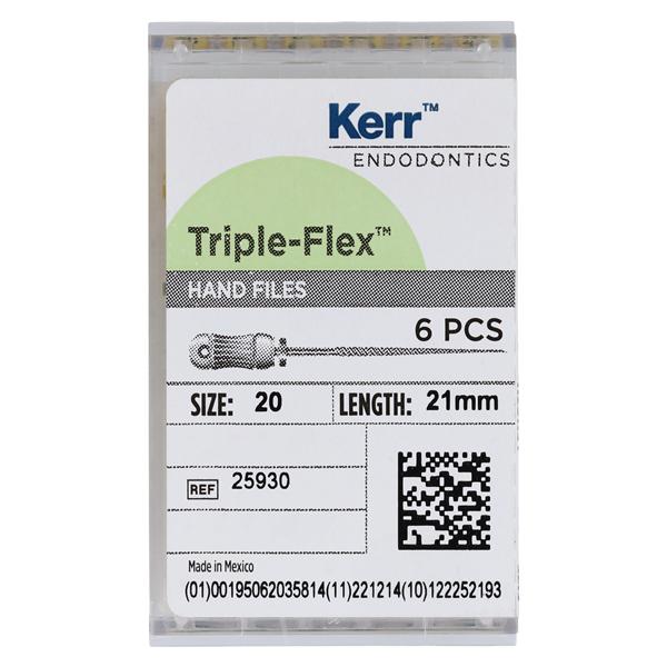 Triple Flex Files Hand Flex File 21 mm Size 20 Stainless Steel Yellow 6/Bx