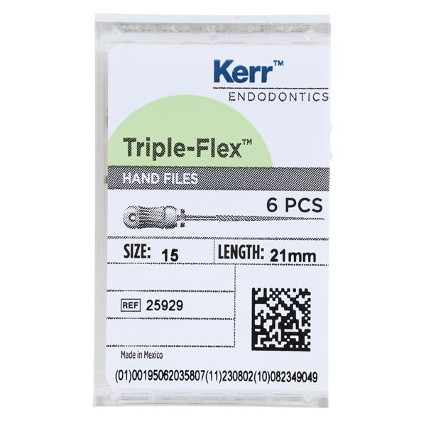 Triple Flex Files Hand Flex File 21 mm Size 15 Stainless Steel White 6/Bx