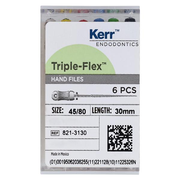 Triple Flex Files Hand Flex File 30 mm Size 45-80 Stainless Steel Assorted 6/Bx