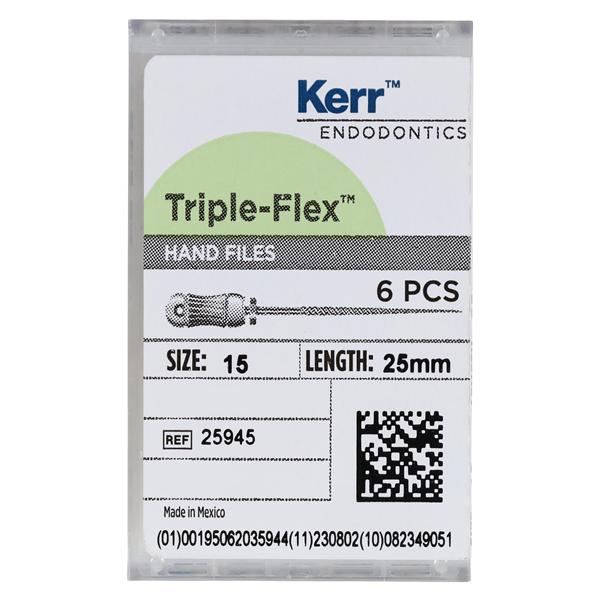 Triple Flex Files Hand Flex File 25 mm Size 15 Stainless Steel White 0.02 6/Bx