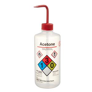 Right-To-Know Wash Bottle For Acetone LDPE Translucent 500mL 6/Pk