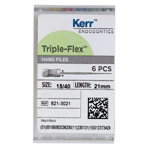 Triple Flex Files Hand Flex File 21 mm Size 15-40 Stainless Steel Assorted 6/Bx
