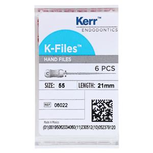 Hand K-File 21 mm Size 55 Stainless Steel Red 6/Bx