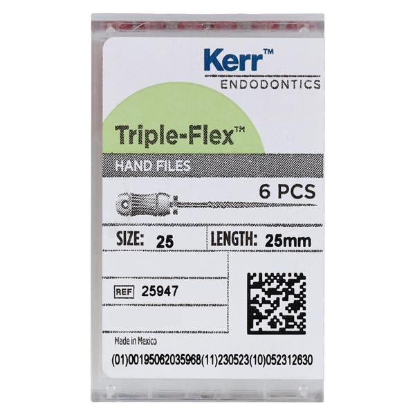 Triple Flex Files Hand Flex File 25 mm Size 25 Stainless Steel Red 6/Bx