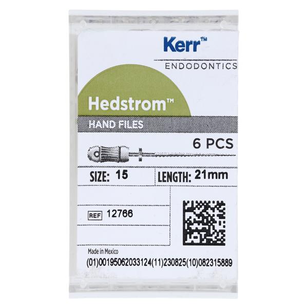 Hand Hedstrom Files 21 mm Size 15 Stainless Steel White 6/Bx