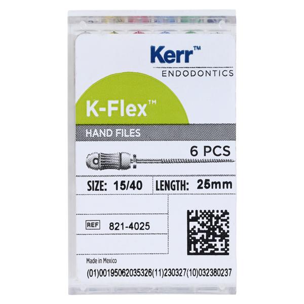 K-Flex Files Hand Flex File 25 mm Size 15-40 Stainless Steel Assorted 6/Bx