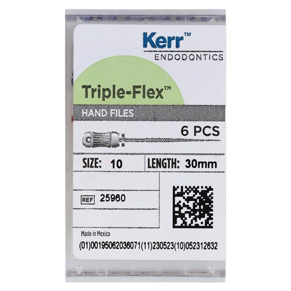 Triple Flex Files Hand Flex File 30 mm Size 10 Stainless Steel Purple 6/Bx