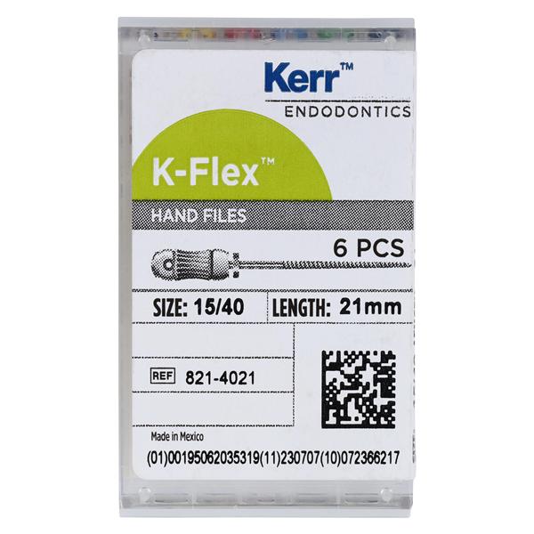 K-Flex Files Hand Flex File 21 mm Size 15-40 Stainless Steel Assorted 6/Bx