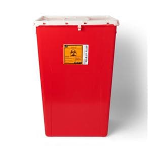 Sharps Container 18gal Red/Clear 13x18.5x26" Gasket Lid Hrzntl Drp Plstc 7/Ca