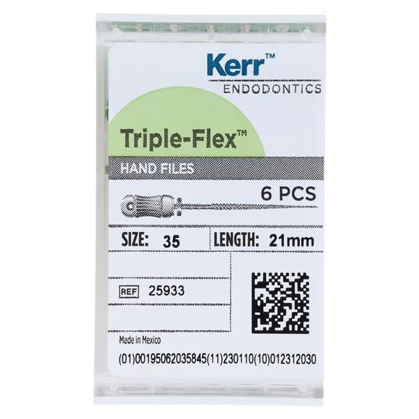 Triple Flex Files Hand Flex File 21 mm Size 35 Stainless Steel Green 6/Bx