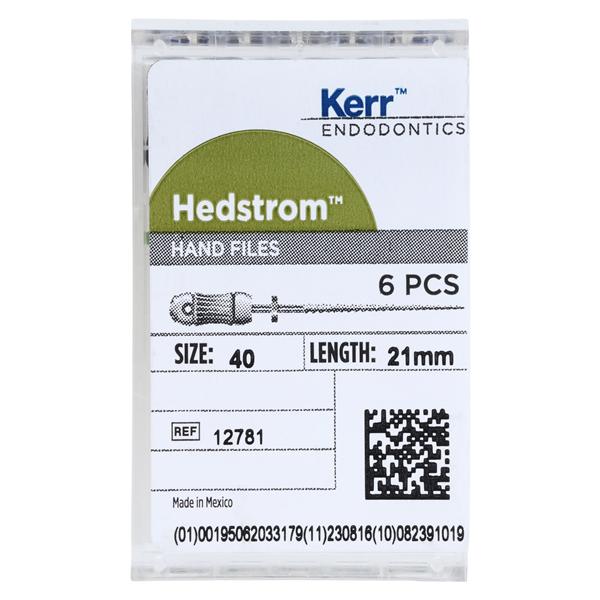 Hand Hedstrom Files 21 mm Size 40 Stainless Steel Black 6/Bx