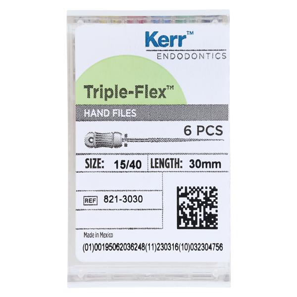Triple Flex Files Hand Flex File 30 mm Size 15-40 Stainless Steel Assorted 6/Bx
