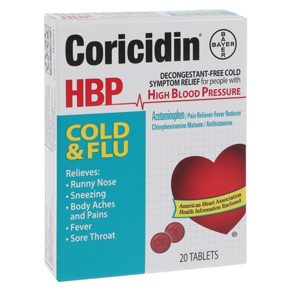 Coricidin HBP Cold/Flu Tablets 325mg 20/Pk