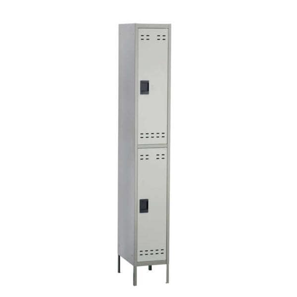 Storage Locker 2 Tier Steel Padlock Handle Two-Tone Gray Ea