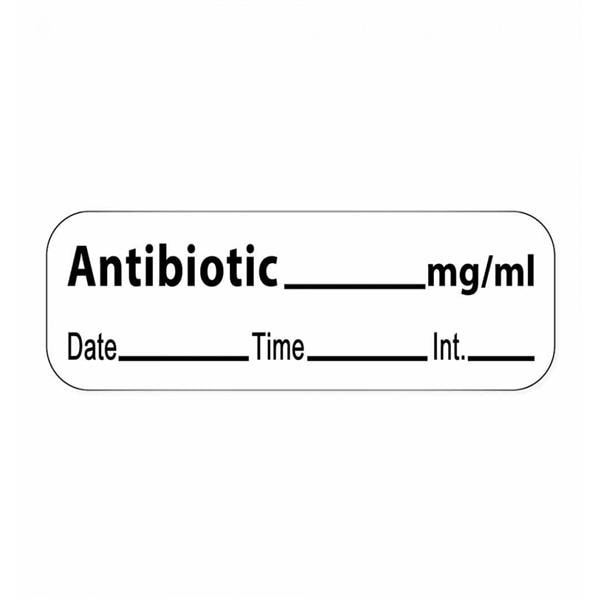 Anesthesia Label DTI Antibiotic White 1-1/2x1/2" 600/Rl