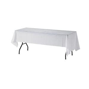 Genuine Joe Plastic White Table Covers 54" x 108" 6/Pk