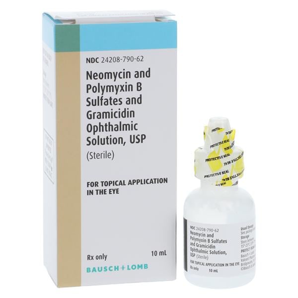 Neomycin/Polymyxin B Sulfate/Gramicidin Ophthalmic Solution Bottle 10mL/Bt