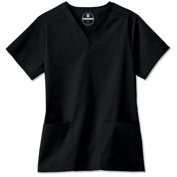 Fundamentals Scrub Shirt Short Sleeves X-Large Black Womens Ea