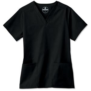 Fundamentals Scrub Shirt Short Sleeves 2X Large Black Womens Ea