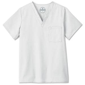 Fundamentals Scrub Shirt V-Neck Short Sleeves Small White Unisex Ea