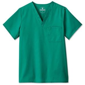 Fundamentals Scrub Shirt V-Neck Short Sleeves Medium Hunter Green Unisex Ea