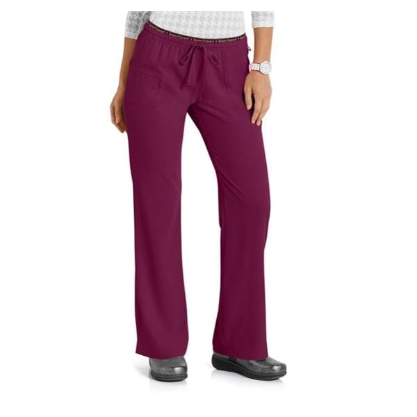 HeartSoul Scrub Pant 95% Polyester / 5% Spandex 4 Pockets X-Small Wine Womens Ea