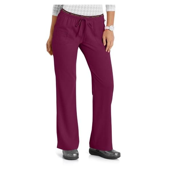 HeartSoul Scrub Pant 95% Polyester / 5% Spandex 4 Pockets Large Wine Womens Ea