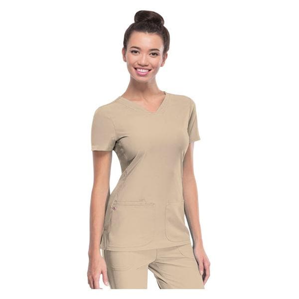 HeartSoul Scrub Shirt V-Neck Medium Khaki Womens Ea