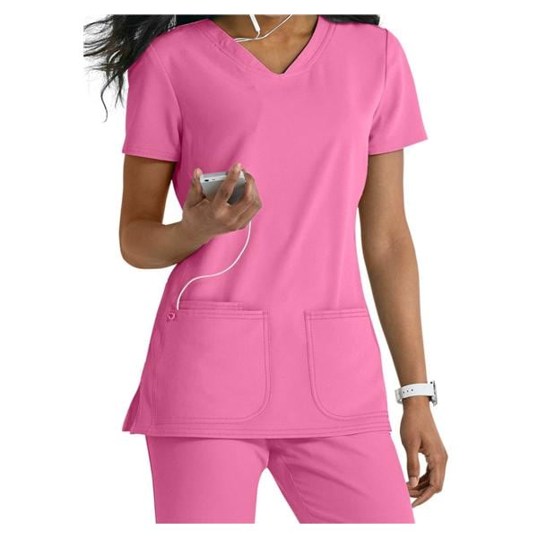 HeartSoul Scrub Shirt V-Neck Short Sleeves X-Large Pink Ea