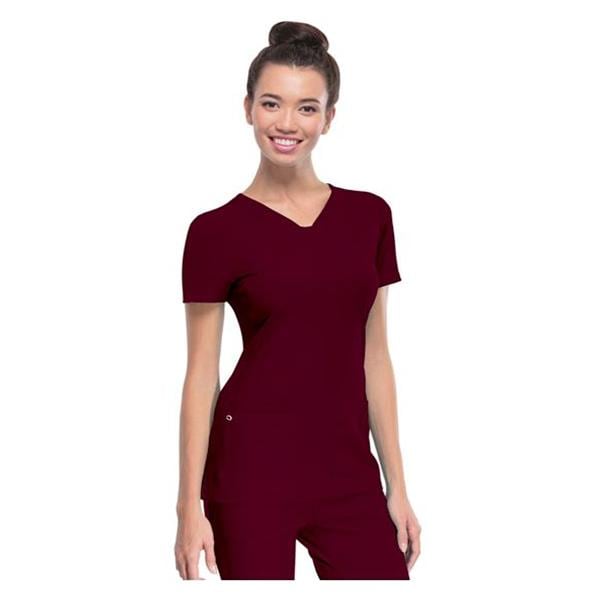 HeartSoul Scrub Shirt V-Neck Large Wine Womens Ea