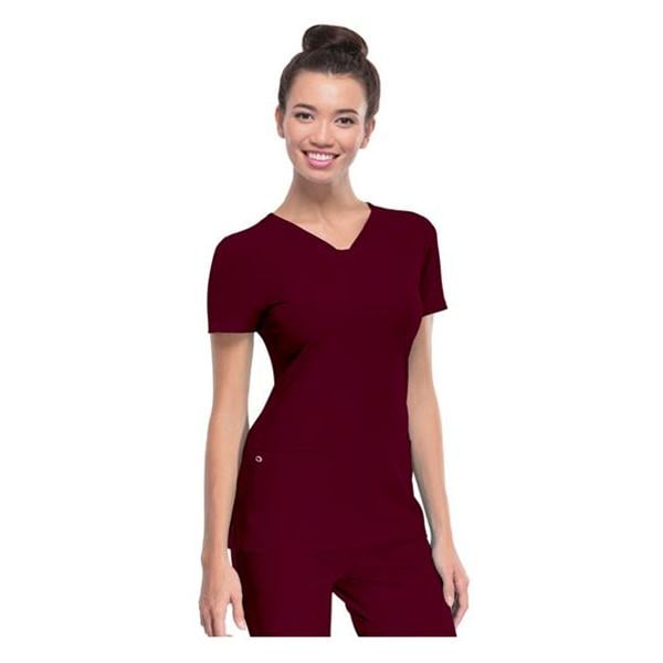 HeartSoul Scrub Shirt V-Neck X-Small Wine Womens Ea